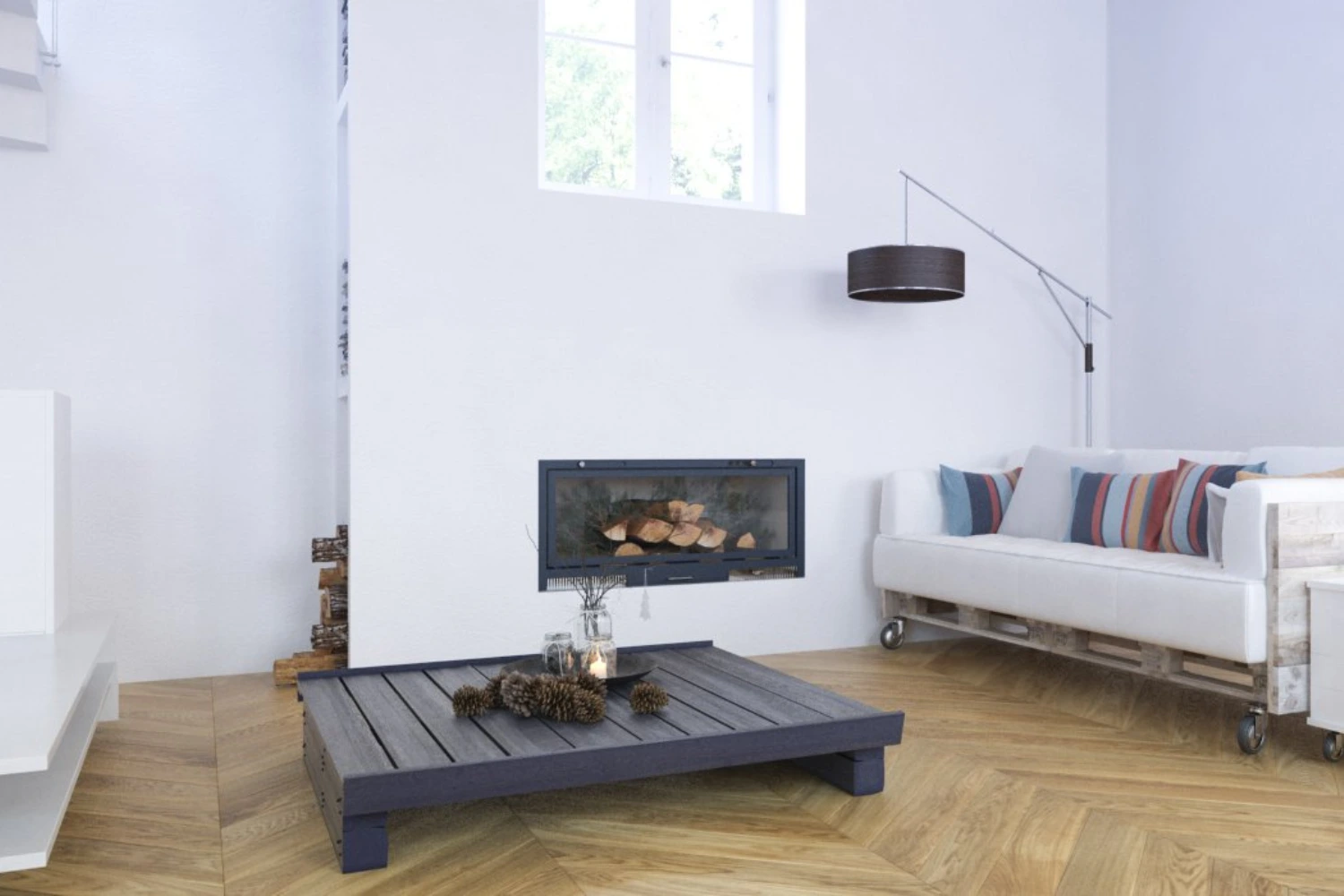 Nowoczesny, jasny salon o minimalistycznym charakterze